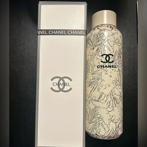 Brand New CHANEL Cream and Black Floral Tumbler